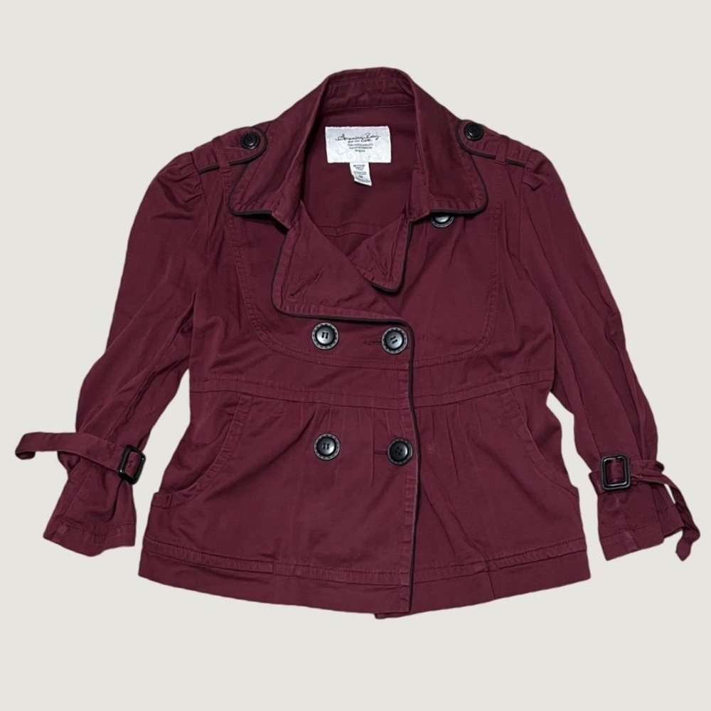 Y2K American Rag Peacoat Jacket Burgundy Medium Twee Steampunk Goth Victorian